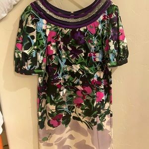 CLEARANCE SPECIAL: NWT GORGEOUS Floral Silk Spring Dress w/Puff Sleeves